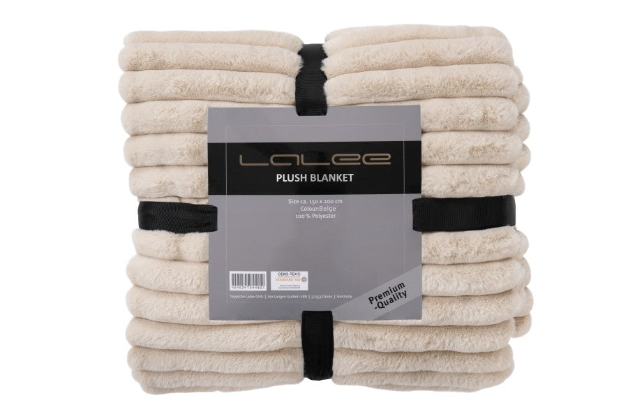 Plush deken – Beige met zachte ribbelstructuur