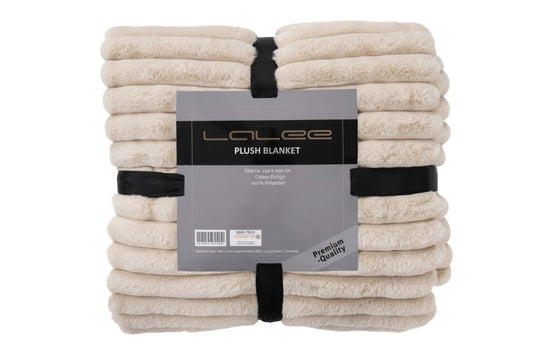 Plush deken – Beige met zachte ribbelstructuur