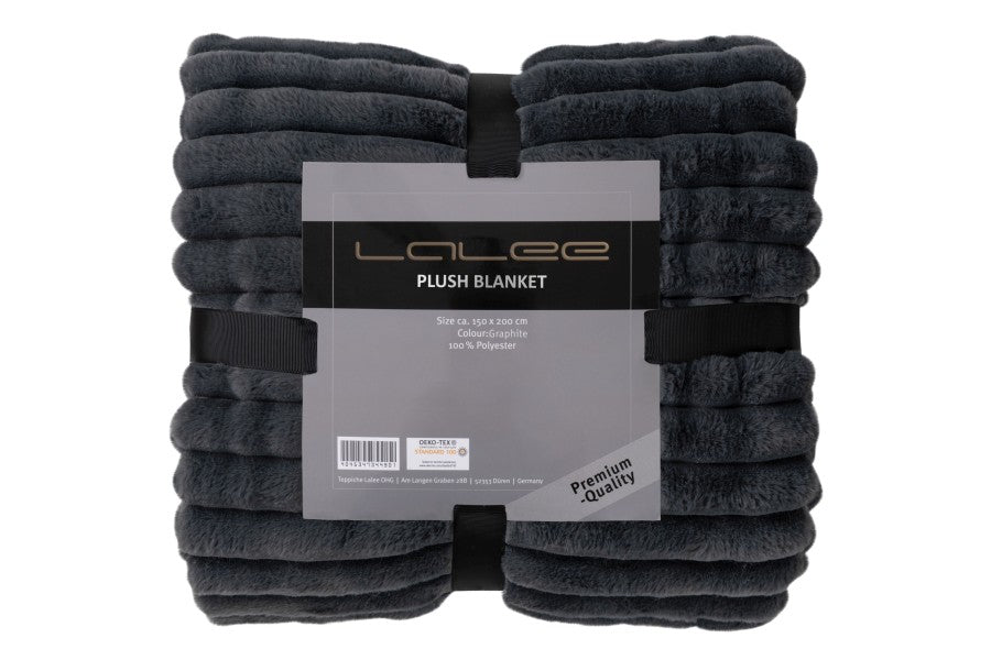 Plush deken – Antraciet met zachte ribbelstructuur