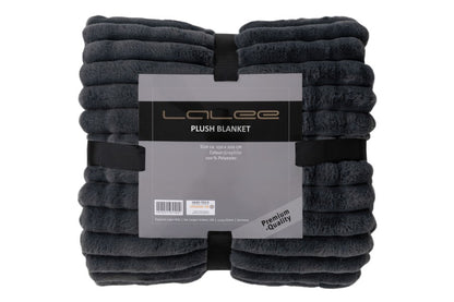 Plush deken – Antraciet met zachte ribbelstructuur