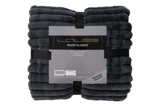 Plush deken – Antraciet met zachte ribbelstructuur