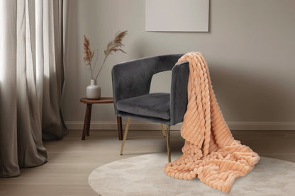 Plush deken – Perzik met zachte ribbelstructuur