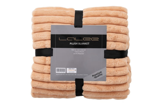 Plush deken – Perzik met zachte ribbelstructuur