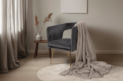 Plush deken – Taupe met zachte ribbelstructuur