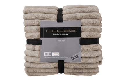 Plush deken – Taupe met zachte ribbelstructuur