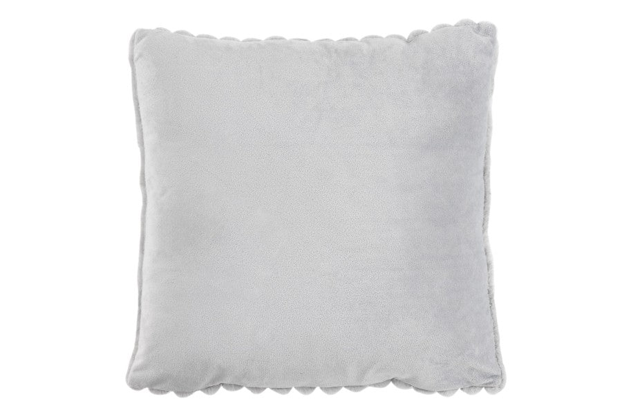Plush kussen – Zilvergrijs met zachte ribbelstructuur