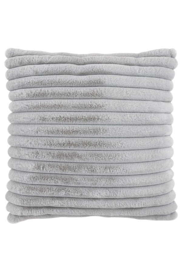 Plush kussen – Zilvergrijs met zachte ribbelstructuur
