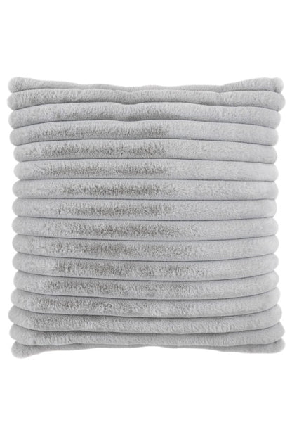 Plush kussen – Zilvergrijs met zachte ribbelstructuur