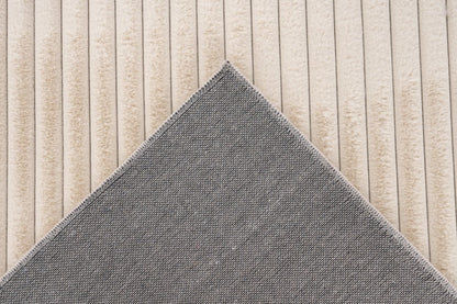 Hoogpolig vloerkleed Plush – beige met fluweelzachte ribstructuur