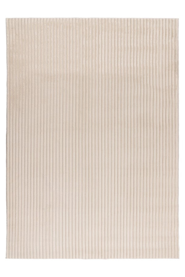 Hoogpolig vloerkleed Plush – beige met fluweelzachte ribstructuur