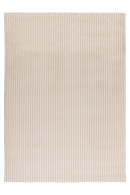 Hoogpolig vloerkleed Plush – beige met fluweelzachte ribstructuur