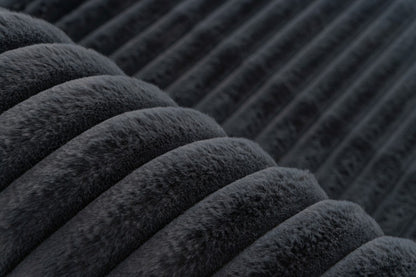 Hoogpolig vloerkleed Plush – antraciet met diepe ribtextuur