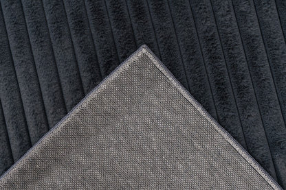 Hoogpolig vloerkleed Plush – antraciet met diepe ribtextuur