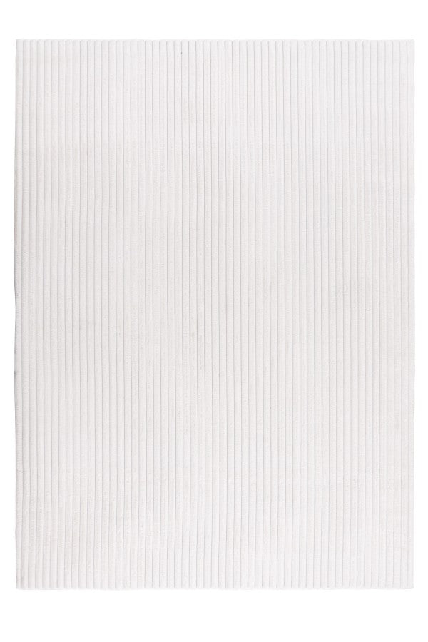 Hoogpolig vloerkleed Plush – ivory met subtiele glans en ribpatroon