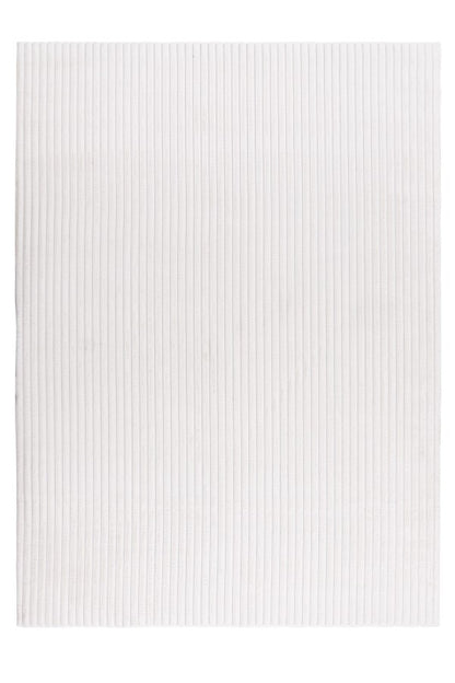 Hoogpolig vloerkleed Plush – ivory met subtiele glans en ribpatroon