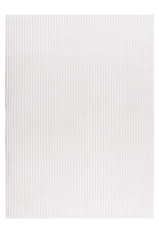 Hoogpolig vloerkleed Plush – ivory met subtiele glans en ribpatroon