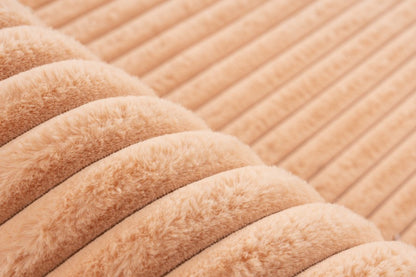 Hoogpolig vloerkleed Plush – peach met warme fluwelen rib