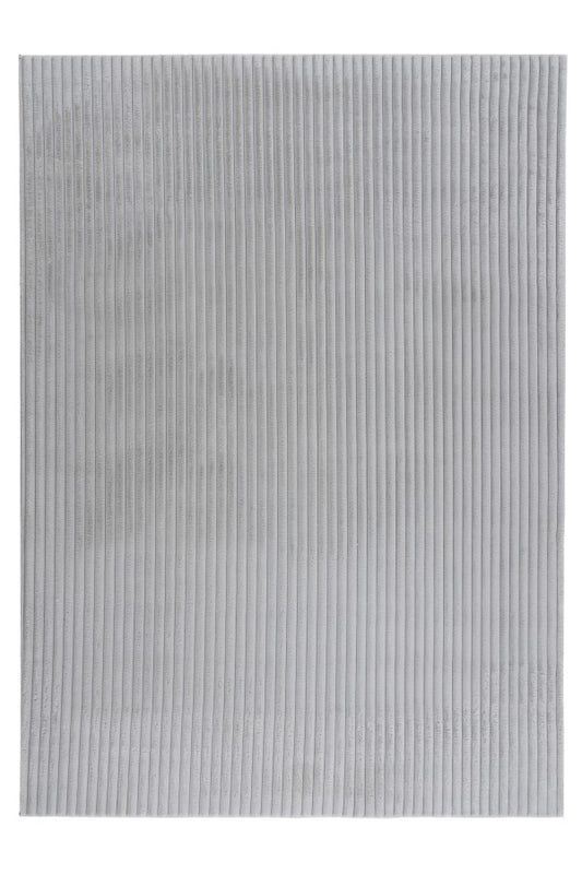 Hoogpolig vloerkleed Plush – zilver met luxueuze ribstructuur