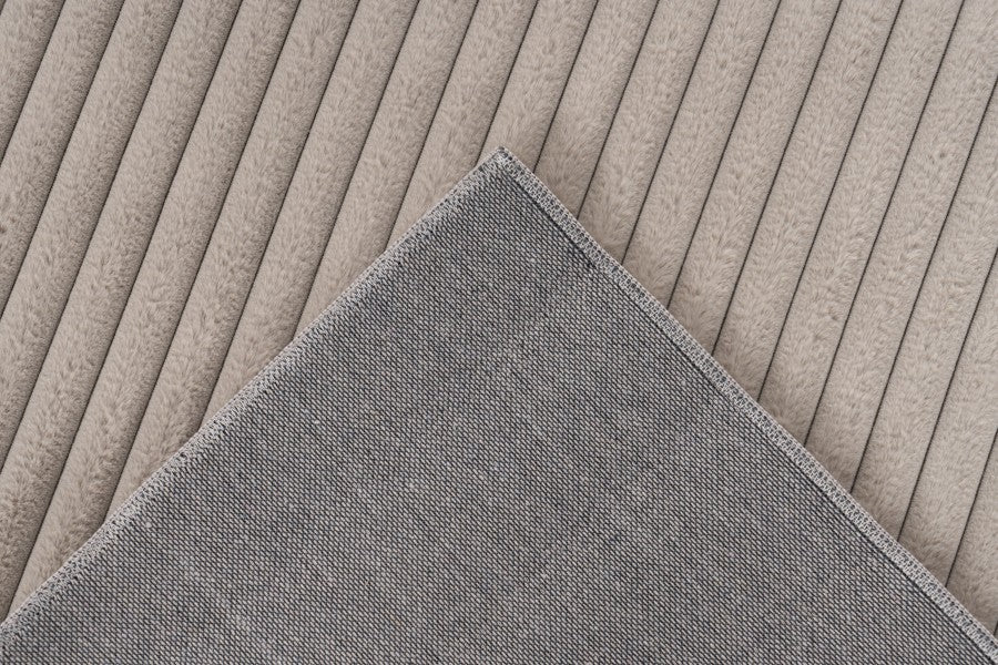 Hoogpolig vloerkleed Plush – taupe met zachte corduroy look