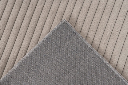 Hoogpolig vloerkleed Plush – taupe met zachte corduroy look