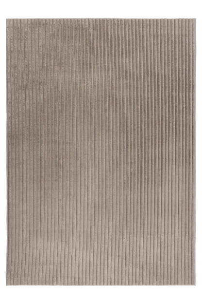 Hoogpolig vloerkleed Plush – taupe met zachte corduroy look