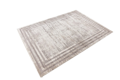 Paris – Taupe vintage kader – Laagpolig vloerkleed