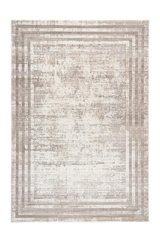 Paris – Taupe vintage kader – Laagpolig vloerkleed