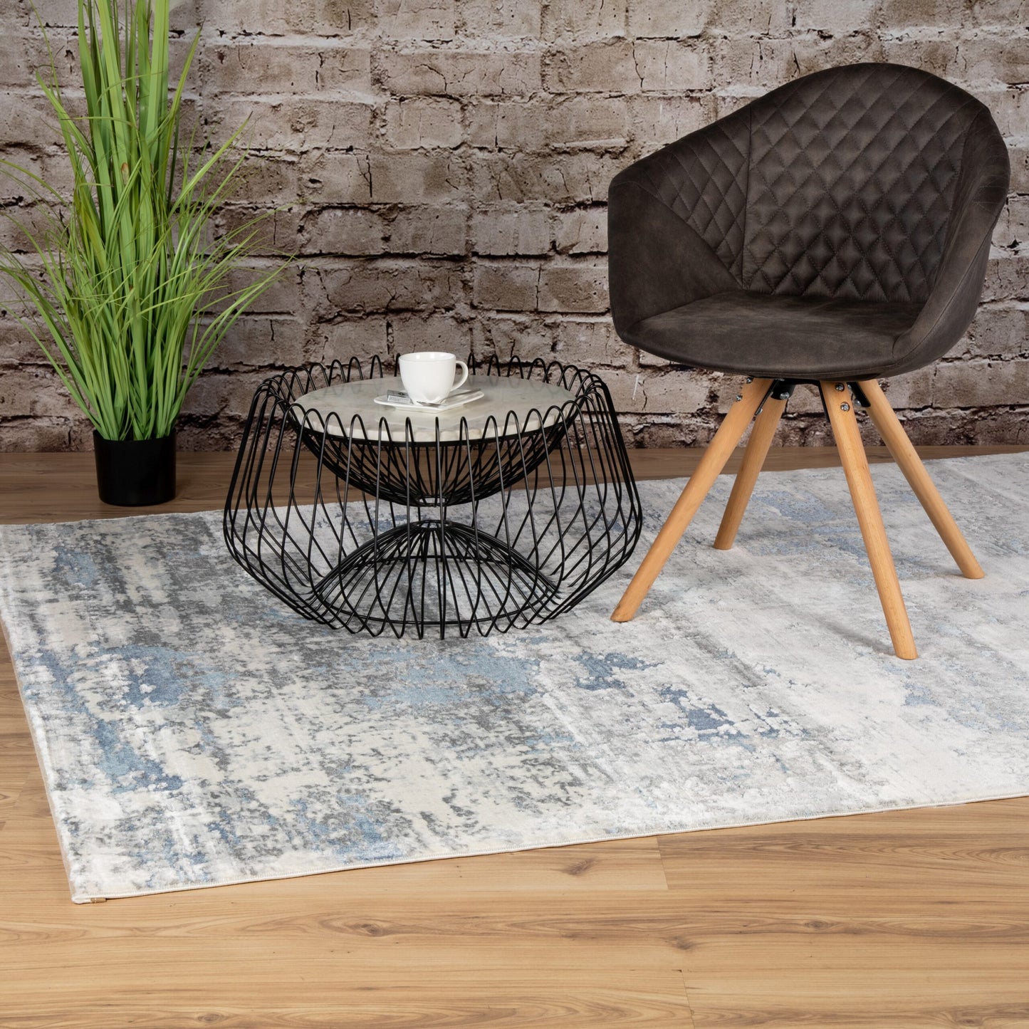 Paris – Blue vintage vloerkleed – Laagpolig
