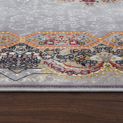 Tabriz Oosters Vloerkleed – Grijs – Klassiek Vintage Met Kader – Laagpolig Tapijt