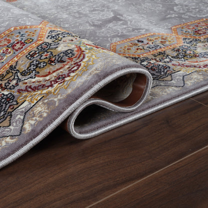 Tabriz Oosters Vloerkleed – Grijs – Klassiek Vintage Met Kader – Laagpolig Tapijt