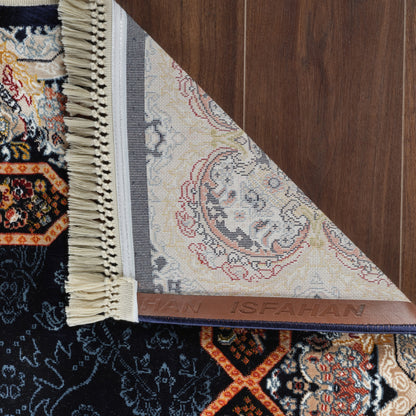 Tabriz Oosters Vloerkleed – Donkerblauw – Klassiek Vintage Met Kader – Laagpolig Tapijt