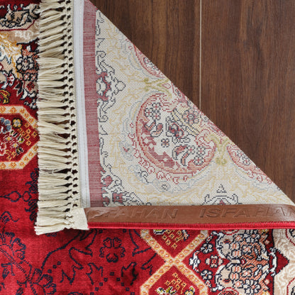 Tabriz Oosters Vloerkleed – Rood – Klassiek Vintage Met Kader – Laagpolig Tapijt