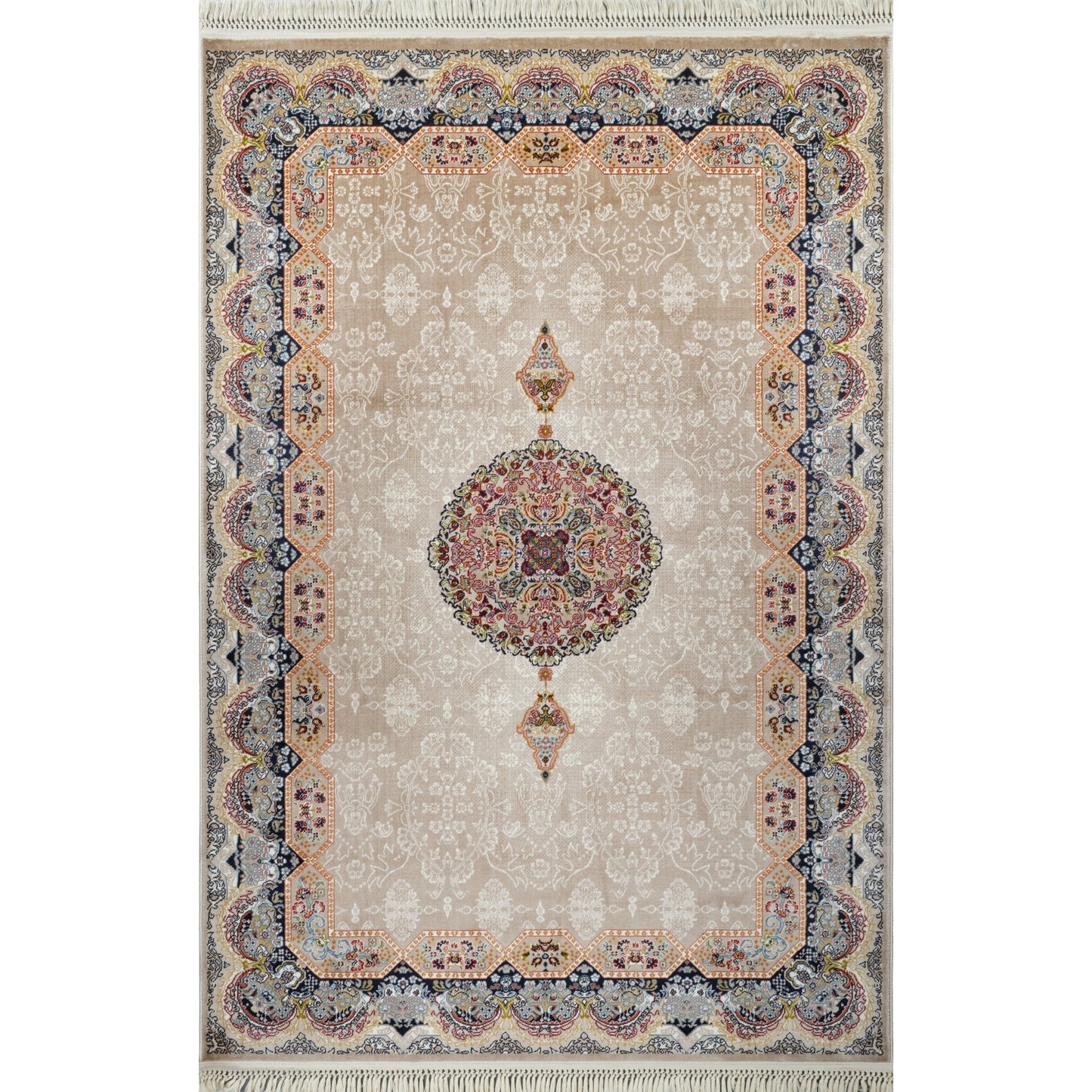 Tabriz Oosters Vloerkleed – Vizon – Klassiek Vintage Met Kader – Laagpolig Tapijt