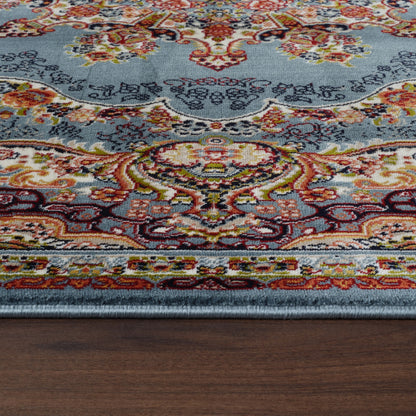 Tabriz Oosters Vloerkleed – Blauw – Klassiek Vintage Laagpolig Tapijt