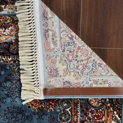 Tabriz Oosters Vloerkleed – Blauw – Klassiek Vintage Laagpolig Tapijt