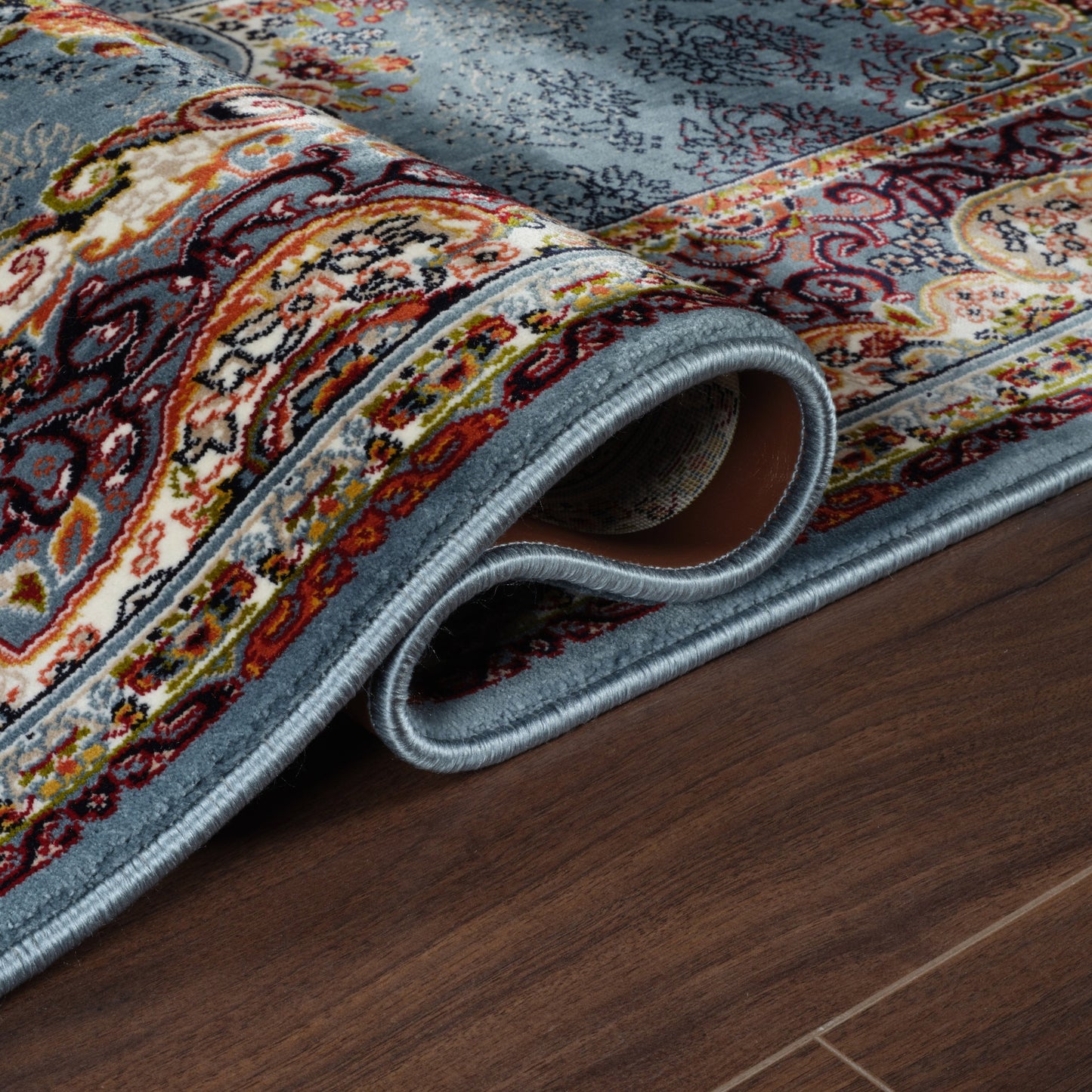 Tabriz Oosters Vloerkleed – Blauw – Klassiek Vintage Laagpolig Tapijt