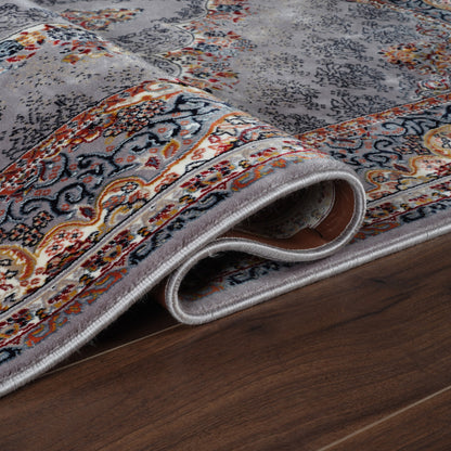 Tabriz Oosters Vloerkleed – Grijs – Klassiek Vintage Laagpolig Tapijt