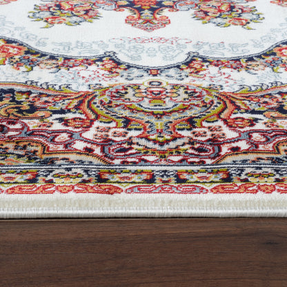 Tabriz Oosters Vloerkleed – Crème/Wit – Klassiek Vintage Laagpolig Tapijt