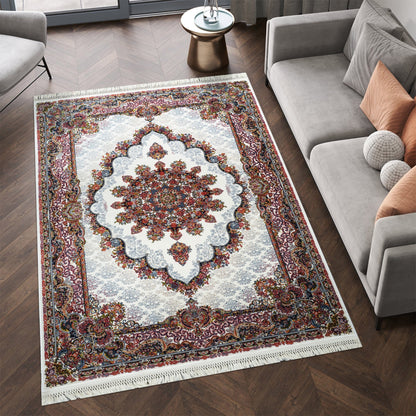 Tabriz Oosters Vloerkleed – Crème/Wit – Klassiek Vintage Laagpolig Tapijt