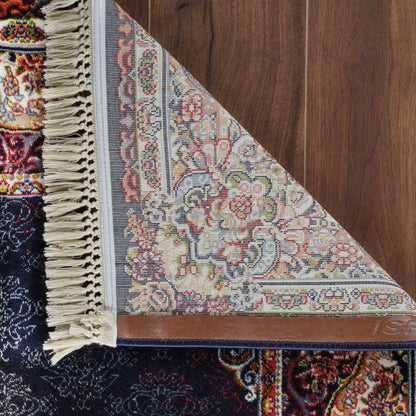 Tabriz Oosters Vloerkleed – Donkerblauw – Klassiek Vintage Laagpolig Tapijt