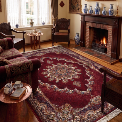 Tabriz Oosters Vloerkleed – Rood – Klassiek Vintage Laagpolig Tapijt