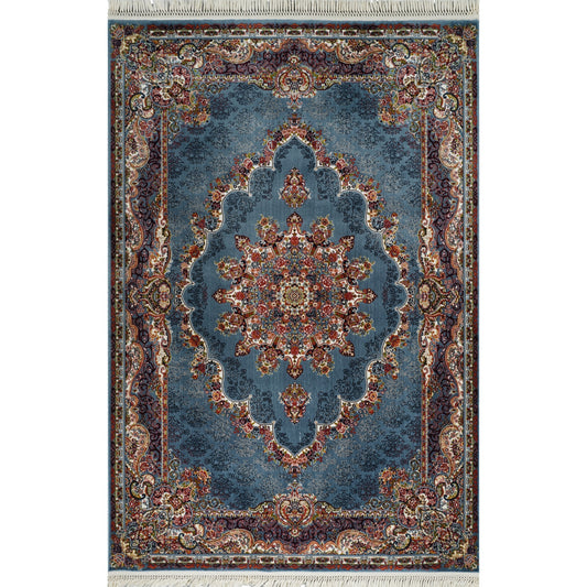 Tabriz Oosters Vloerkleed – Blauw – Klassiek Vintage Laagpolig Tapijt