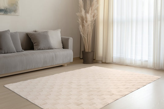 Soul Vloerkleed – Beige – Geblokt Design – Zacht Hoogpolig