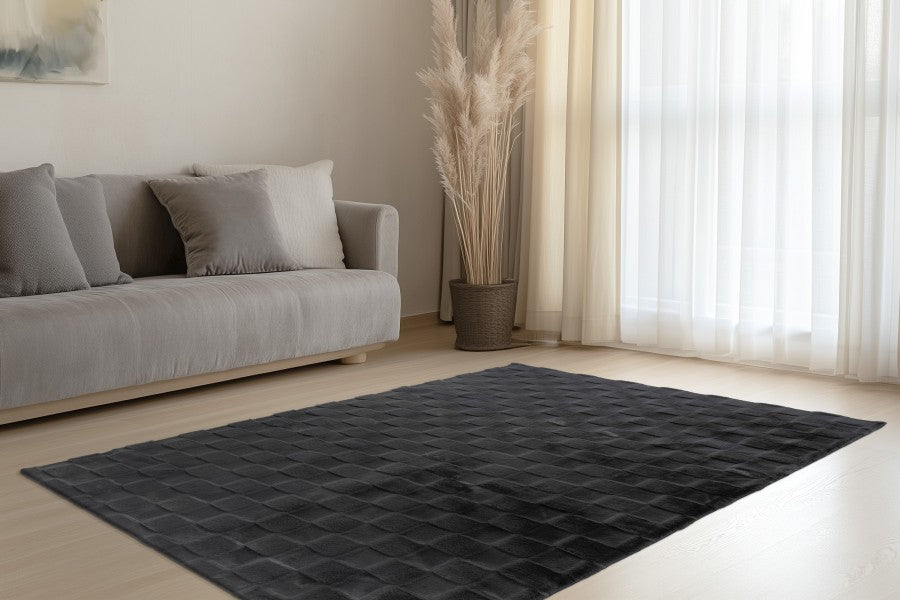 Soul Vloerkleed – Antraciet – Geblokt Design – Zacht Hoogpolig