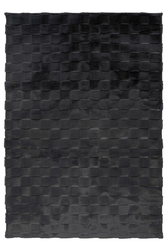 Soul Vloerkleed – Antraciet – Geblokt Design – Zacht Hoogpolig