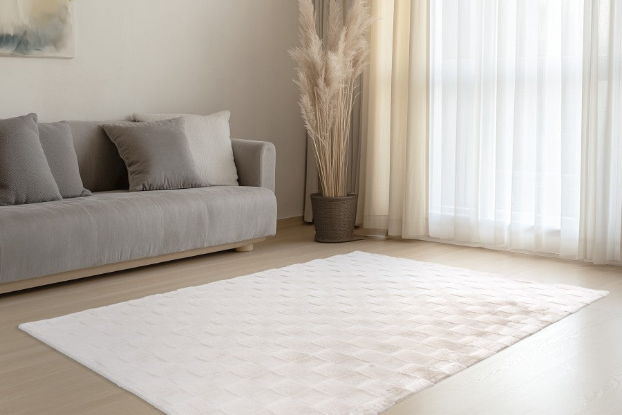 Soul Vloerkleed – Ivory – Geblokt Design – Zacht Hoogpolig