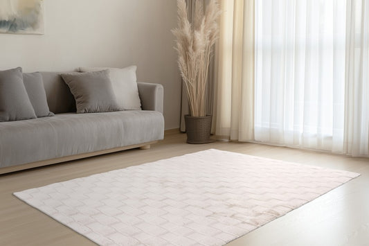 Soul Vloerkleed – Licht Taupe – Geblokt Design – Zacht Hoogpolig