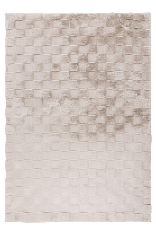 Soul Vloerkleed – Licht Taupe – Geblokt Design – Zacht Hoogpolig