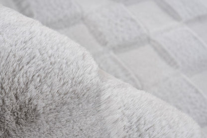 Soul Vloerkleed – Zilver – Geblokt Design – Zacht Hoogpolig