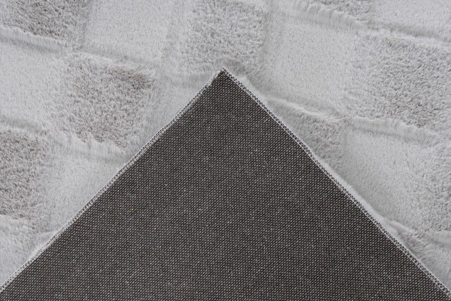 Soul Vloerkleed – Zilver – Geblokt Design – Zacht Hoogpolig